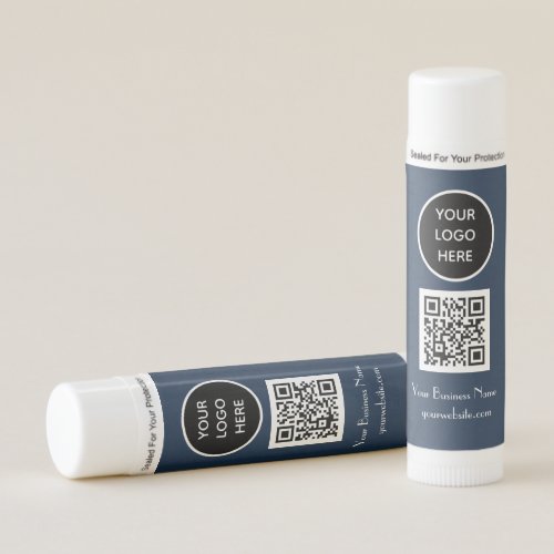 Modern Minimalist Navy Blue Custom logo QR Code Lip Balm