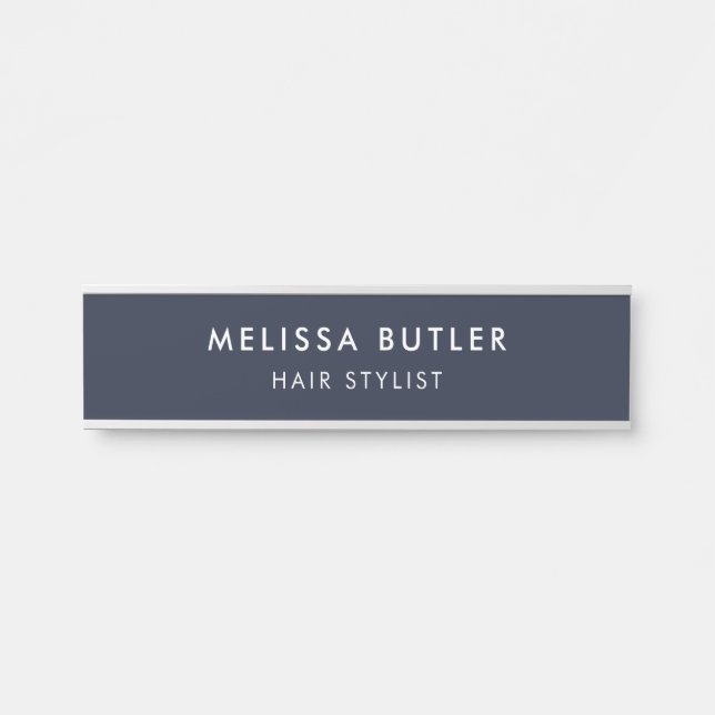 Modern Minimalist Navy Blue Door Sign (Front)