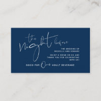 Modern minimalist Navy Blue, Drink Ticket