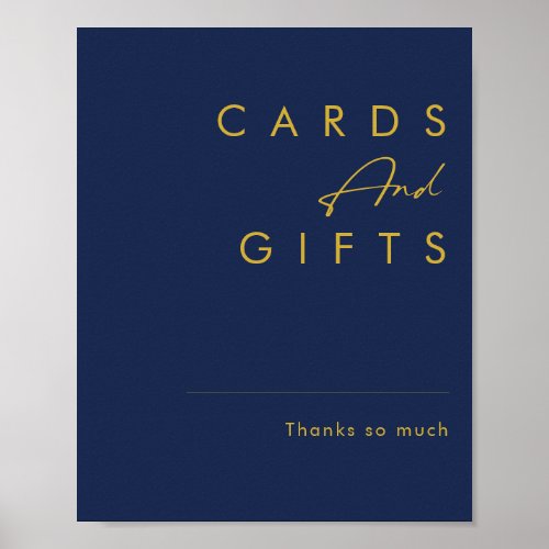 Modern Minimalist Navy Blue  Gold Cards and Gifts Poster