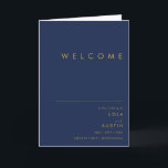 Modern Minimalist Navy Blue | Gold Folded Wedding Program<br><div class="desc">This modern minimalist navy blue | gold folded wedding program is perfect for your classy boho wedding. Its simple, unique abstract design accompanied by a contemporary minimal script and a dark navy blue color palette gives this product a feel of elegant formal luxury while staying simplistic, chic bohemian. Keep it...</div>