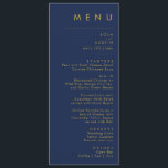 Modern Minimalist Navy Blue | Gold Wedding Dinner Menu<br><div class="desc">This modern minimalist navy blue | gold wedding dinner menu is perfect for your classy boho wedding. Its simple, unique abstract design accompanied by a contemporary minimal script and a dark navy blue color palette gives this product a feel of elegant formal luxury while staying simplistic, chic bohemian. Keep it...</div>
