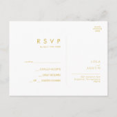 Modern Minimalist Navy Blue | Gold Wedding RSVP Postcard (Back)