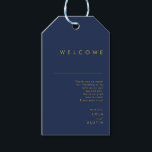 Modern Minimalist Navy Blue | Gold Wedding Welcome Gift Tags<br><div class="desc">These modern minimalist navy blue | gold wedding welcome gift tags are perfect for your classy boho wedding. Its simple, unique abstract design accompanied by a contemporary minimal script and a dark navy blue color palette gives this product a feel of elegant formal luxury while staying simplistic, chic bohemian. Keep...</div>