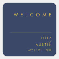 Modern Minimalist Navy Blue | Gold Wedding Welcome