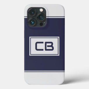 Modern Minimalist Navy Blue Monogram iPhone 13 Pro Case