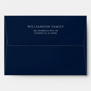 Modern Minimalist Navy Blue Return Addresse Envelope