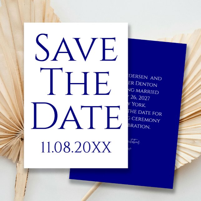 Modern Minimalist Navy Blue Save The Date Invitation (Creator Uploaded)