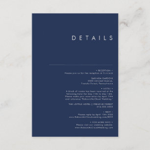 Modern Minimalist Navy Blue   Silver Details Enclosure Card