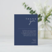 Modern Minimalist Navy Blue Silver Thank You Card | Zazzle