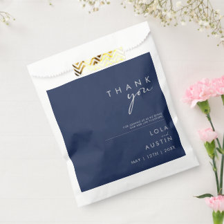 Modern Minimalist Navy Blue | Silver Thank You Favor Bag