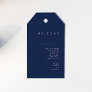 Modern Minimalist Navy Blue Silver Wedding Welcome Gift Tags