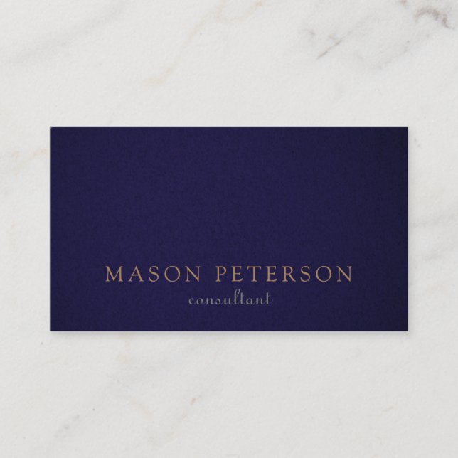 Modern Minimalist Navy Blue Speckled Paper Texture Business Card (Front)