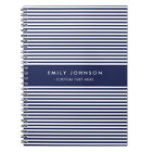 Modern Minimalist Navy Blue Stripes Monogram