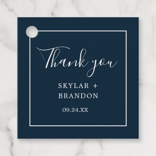 Modern Minimalist Navy Blue Thank You Favor Tags