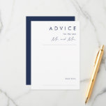 Modern Minimalist Navy Blue Wedding  Advice Card<br><div class="desc">This modern minimalist navy blue wedding advice card is perfect for your classy boho wedding. Its simple, unique abstract design accompanied by a contemporary minimal script and a dark navy blue color palette gives this product a feel of elegant formal luxury while staying simplistic, chic bohemian. Keep it as is,...</div>