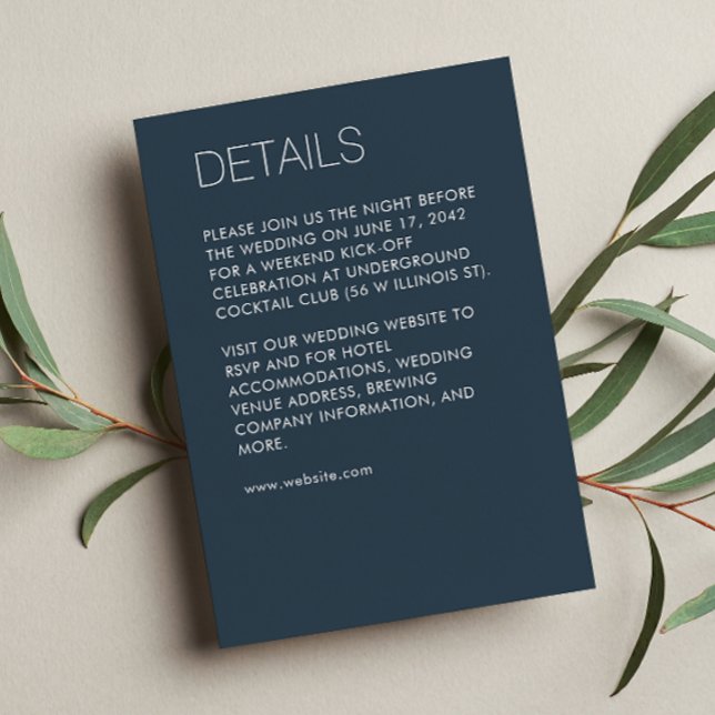 Modern Minimalist Navy Blue Wedding Enclosure Card (Creator Uploaded)
