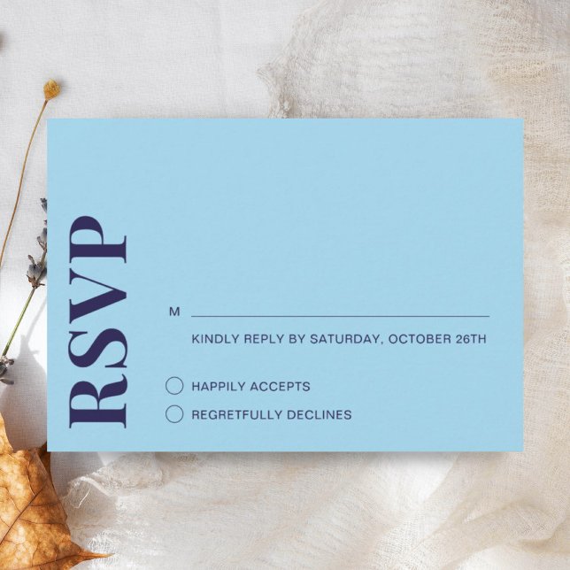 Modern Minimalist Navy Blue Wedding RSVP Card (Creator Uploaded)