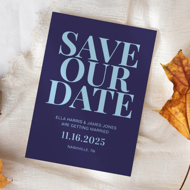 Modern Minimalist Navy Blue Wedding Save The Date (Creator Uploaded)
