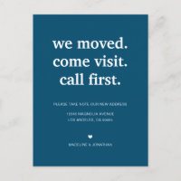 Modern Minimalist Navy Blue We've Moved Moving