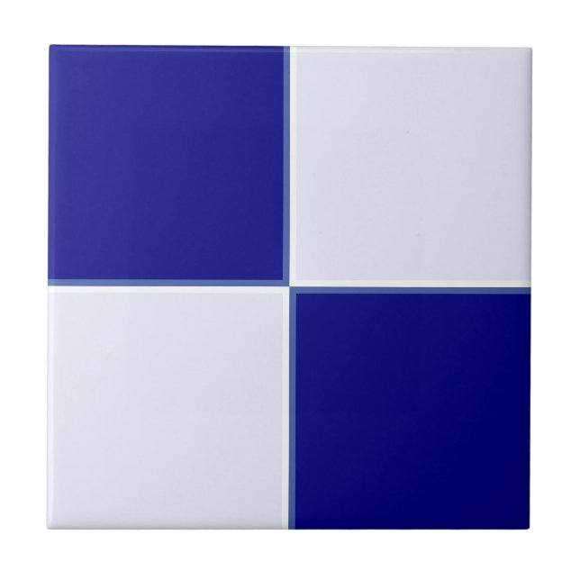 Modern Minimalist Navy Blue White Geometric Ceramic Tile (Front)