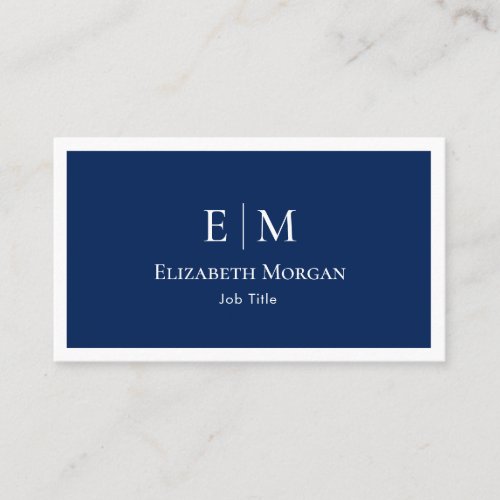 Modern Minimalist Navy Blue White Simple  Business Card