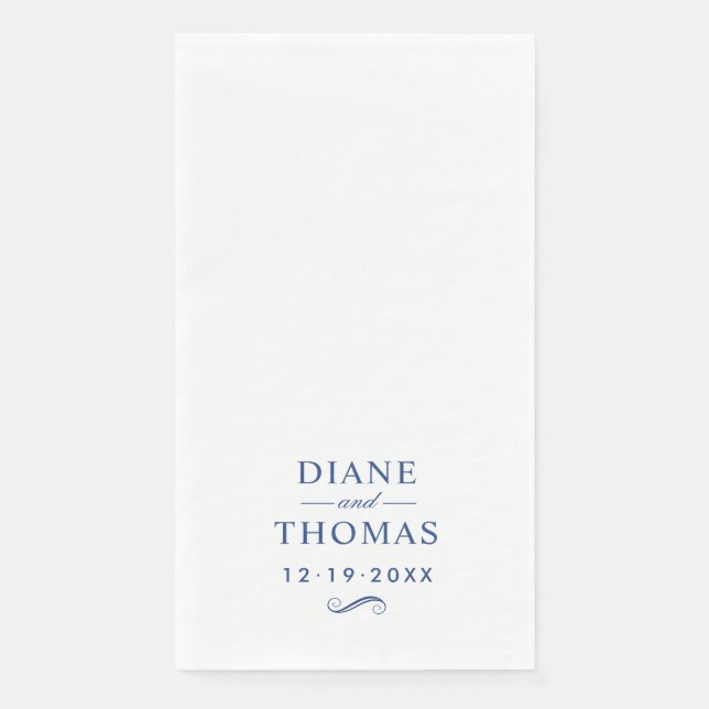 Modern Minimalist Navy Custom Wedding Monogram Paper Guest Towels (Front)