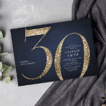 Modern minimalist navy gold glitter 30th birthday invitation<br><div class="desc">Modern minimalist 30th birthday party invitation features stylish faux gold glitter number 30 and your party details in classic serif font on navy blue background,  simple and elegant,  great surprise adult milestone birthday invitation.  
the background color can be changed to any color of your choice.</div>