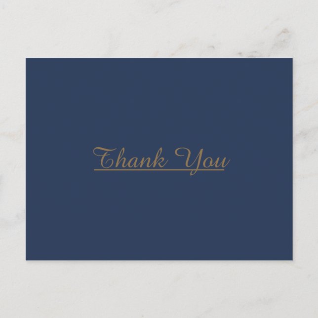 Modern Minimalist | Navy Gold Wedding Thank You Postcard (Front)