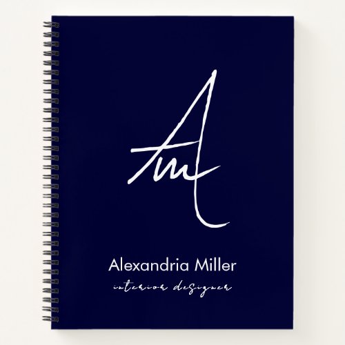 Modern Minimalist Navy Monogram Notebook