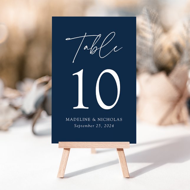 Modern Minimalist Navy Wedding Table Number (Creator Uploaded)
