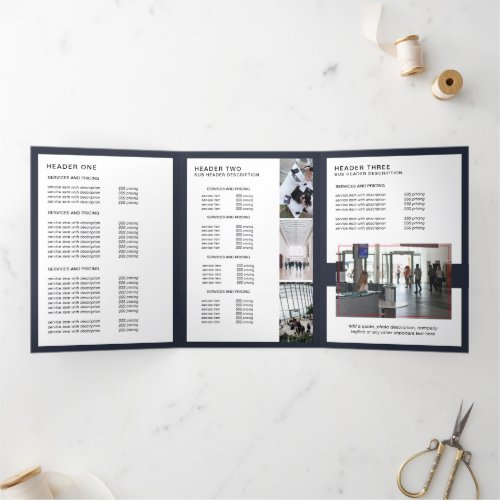 Modern Minimalist Navy  White Price Brochure  