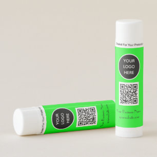 Modern Minimalist Neon Green Custom logo QR Code Lip Balm