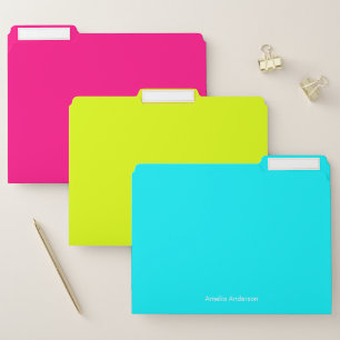 Modern Minimalist Neon Yellow And Hot Pink File Folder