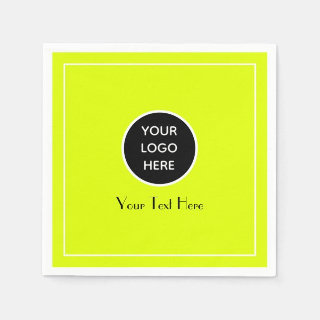 Modern Minimalist Neon Yellow Business logo  Napkins (Front)