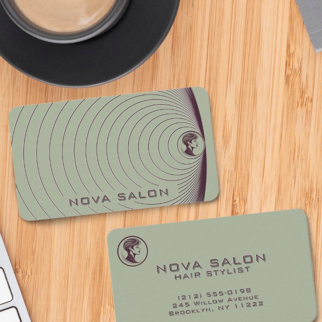 Modern Minimalist Nested Circular Fine Lines Business Card (Creator Uploaded)