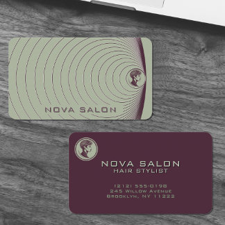 Modern Minimalist Nested Circular Fine Lines Business Card