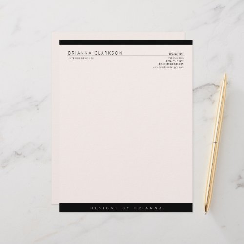 Modern Minimalist Neutral Color with Black  Letterhead