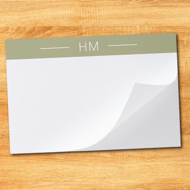 Modern Minimalist Neutral Green Monogram Initials Paper Pad (Creator Uploaded)