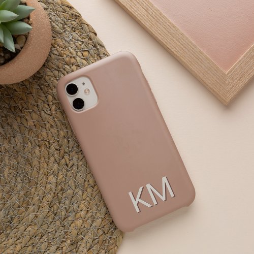 Modern Minimalist Neutral Monogram iPhone 13 Case