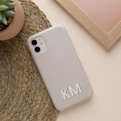 Modern Minimalist Neutral Monogram iPhone 13 Case