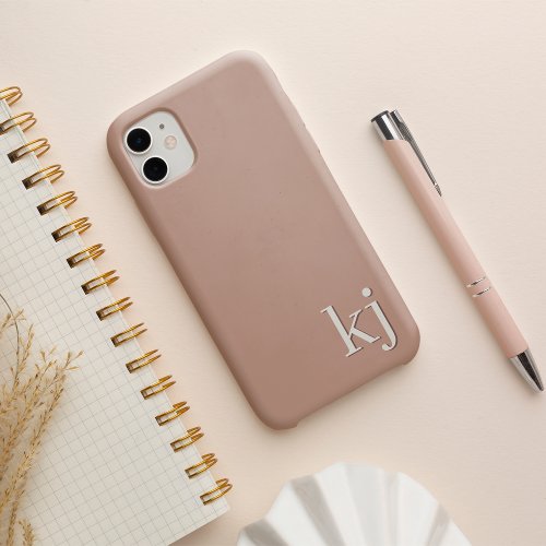 Modern Minimalist Neutral Monogram iPhone 13 Case