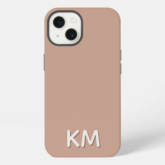 Modern Minimalist Neutral Monogram Iphone Case (Back)