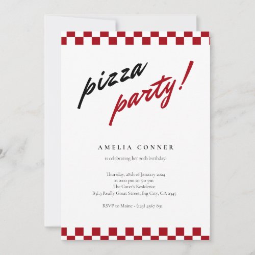 Modern Minimalist Neutral Pizza Party Invitation