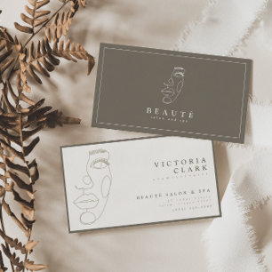 Modern Minimalist Neutral Salon Business Cards