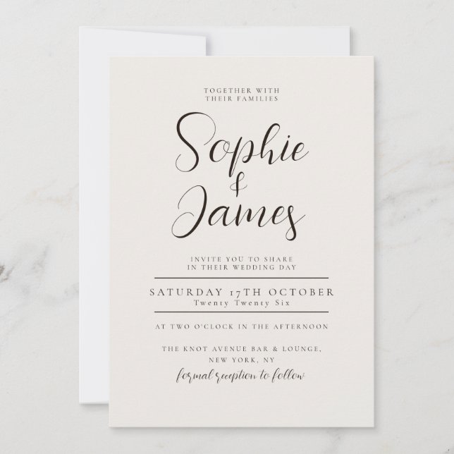 Modern Minimalist Neutral Wedding Invitation (Front)