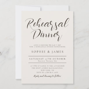 Modern Minimalist Neutral Wedding Rehearsal Dinner Invitation