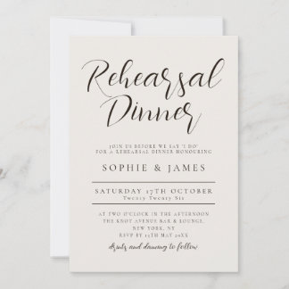 Modern Minimalist Neutral Wedding Rehearsal Dinner Invitation
