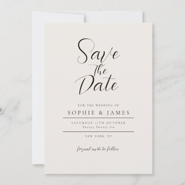 Modern Minimalist Neutral Wedding Save The Date  Invitation (Front)