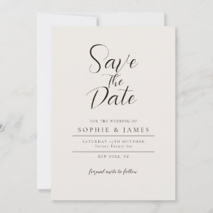 Modern Minimalist Neutral Wedding Save The Date Invitation